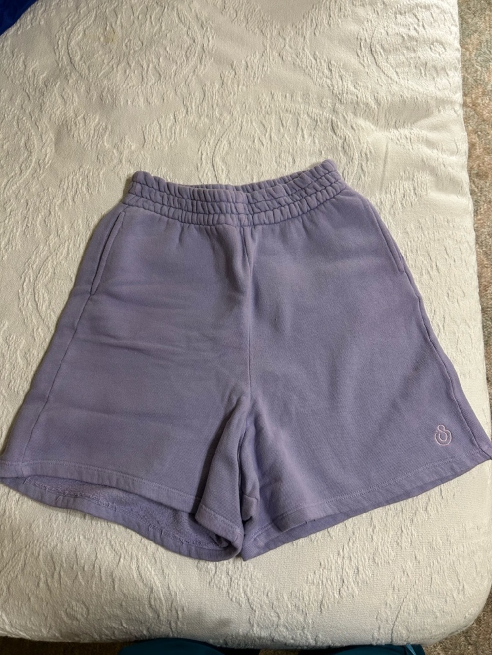 Lavender Athletic Fleece Shorts with Elastic Waist